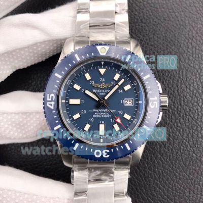 Swiss Replica Breitling Superocean Blue Dial SS Watch TF Factory